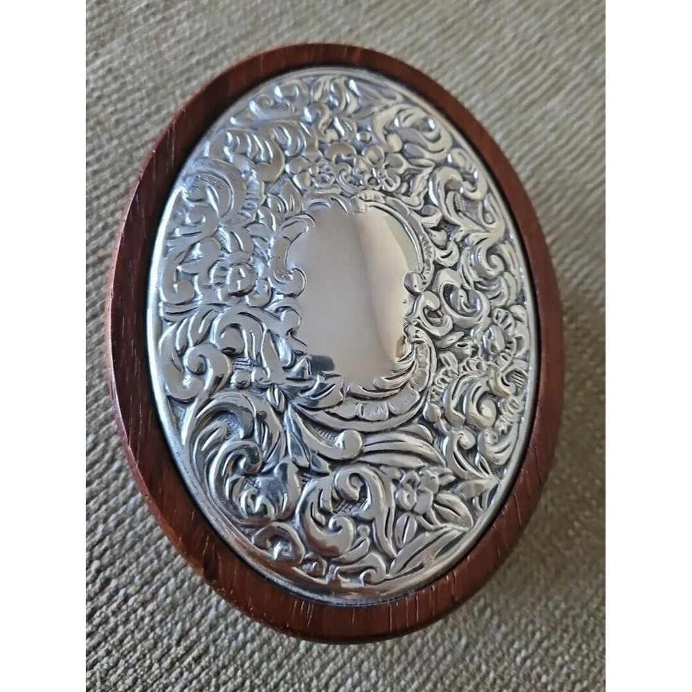 VTG  Italy Sigillo Di Garanzia Argentum Sterling Silver 925 Wood Trinket Box